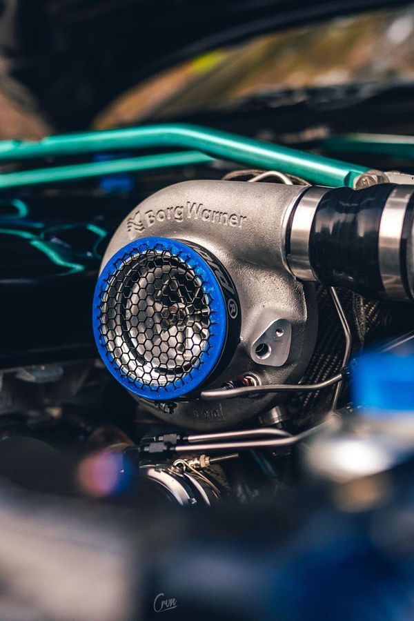 A turbocharger on a JDM engine.